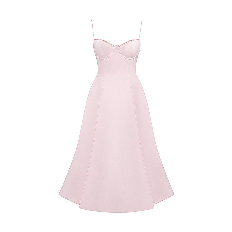 Mara Satin Midi Dress with Sweetheart Neckline