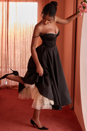 Mara Satin Midi Dress with Sweetheart Neckline