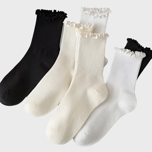 RuffleCharm Cotton Crew Socks for women