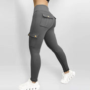 Variant image for Women's High Waist Leggings with Pockets - Black Gym Leggings for Active Wear-5