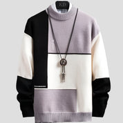 Women's Patchwork Pullover Sweater - Cozy Design with Circular Neckline and Elastic Sleeves 3