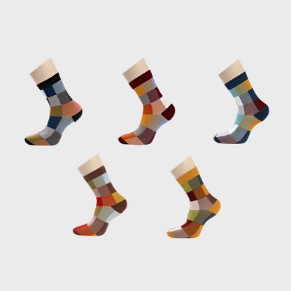 SquareStripes Combed Cotton Socks for Men - 5 Pairs