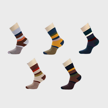 SquareStripes Combed Cotton Socks for Men - 5 Pairs