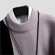 Women's Patchwork Pullover Sweater - Cozy Design with Circular Neckline and Elastic Sleeves 6