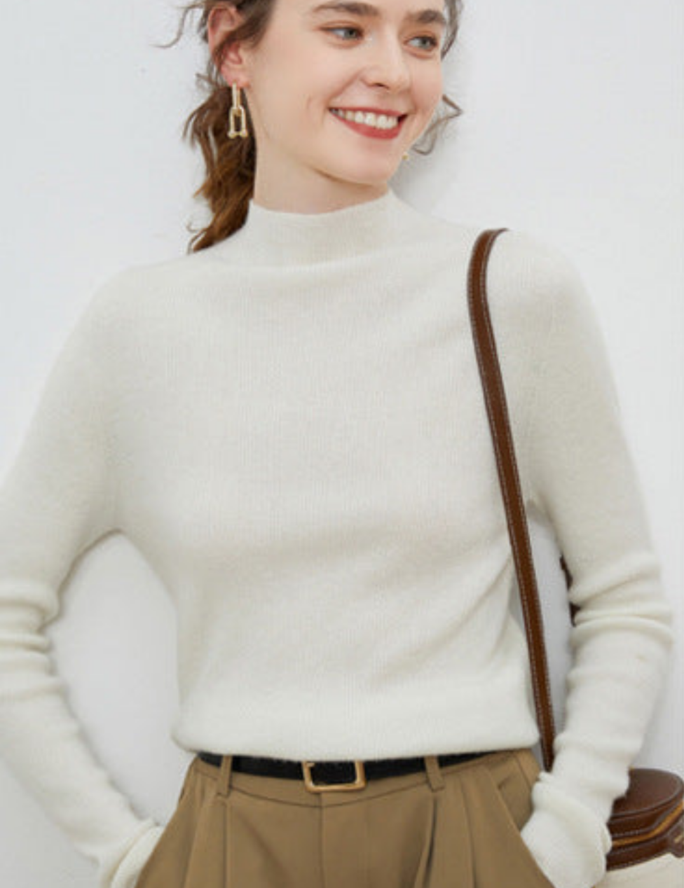 Wool Turtleneck Sweater – Slim Fit Knit Jumper for Women