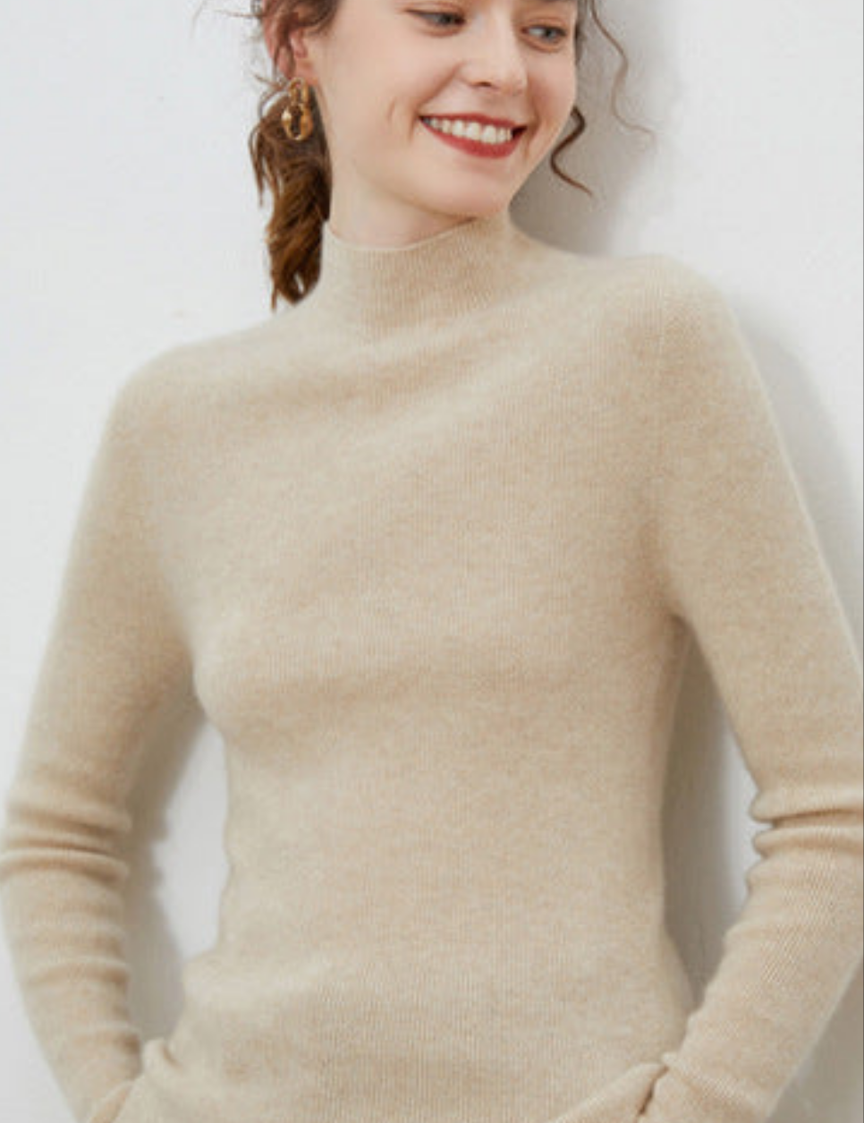 Wool Turtleneck Sweater – Slim Fit Knit Jumper for Women