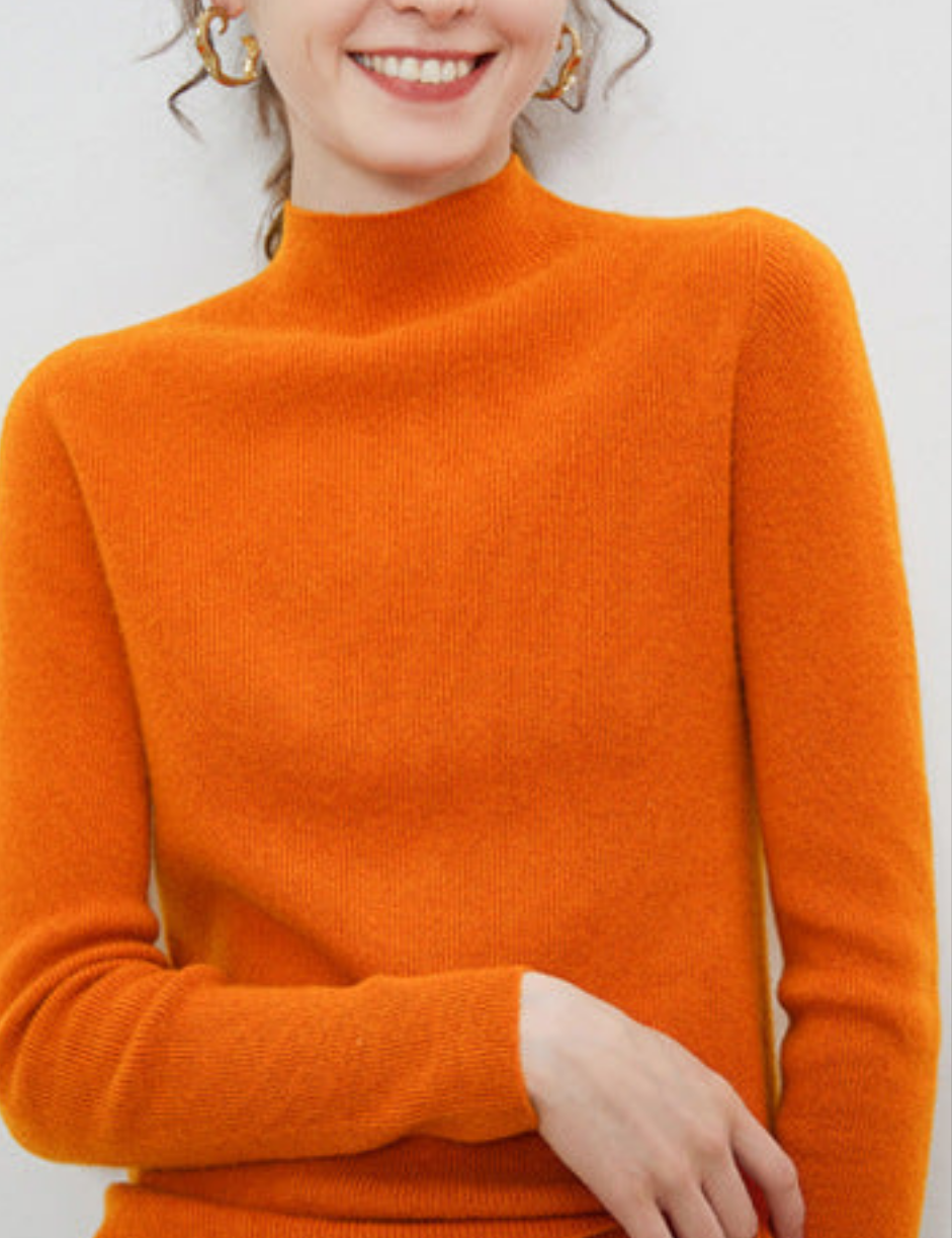 Wool Turtleneck Sweater – Slim Fit Knit Jumper for Women