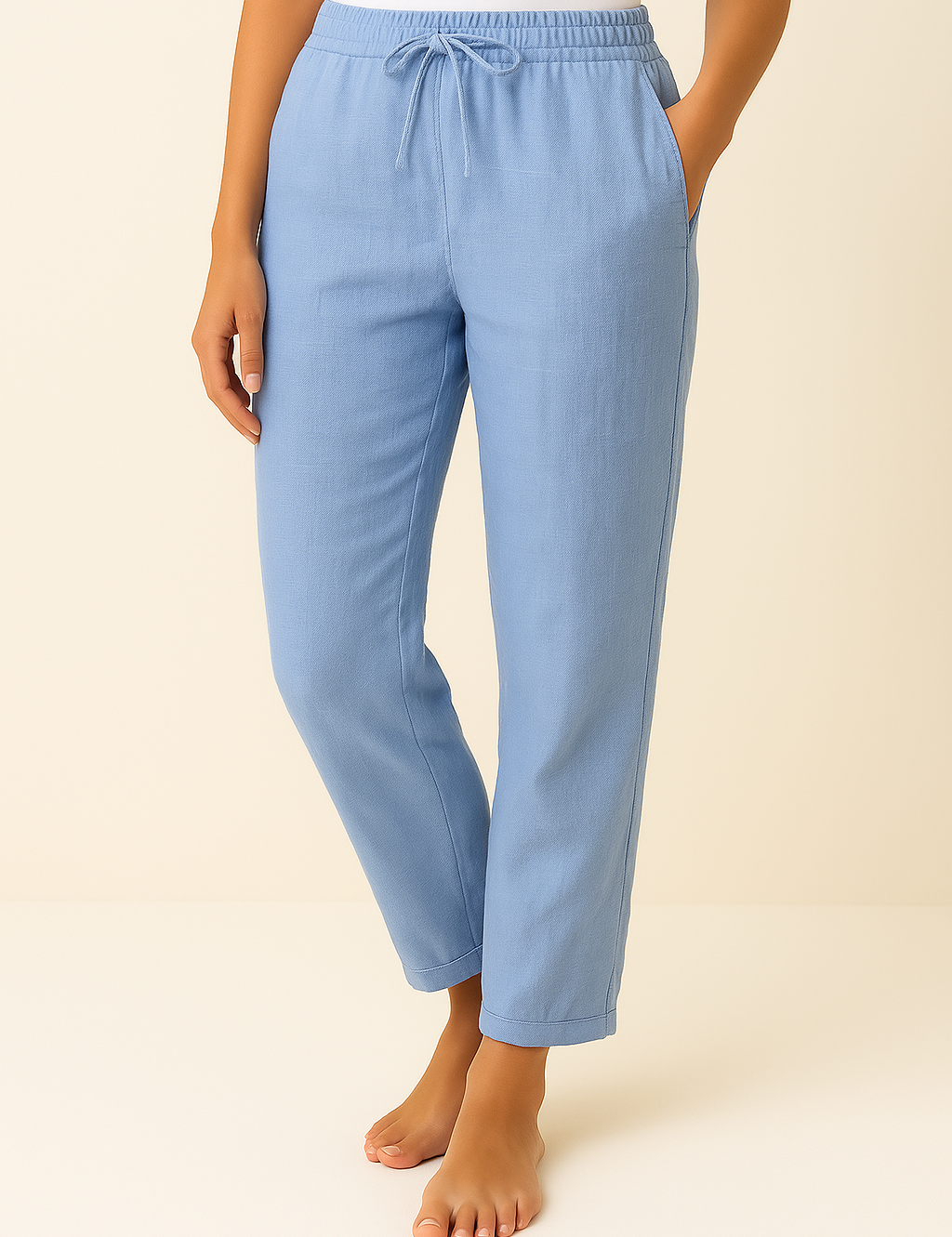 Variant image for Women's White Linen Pants - Stylish and Comfortable Casual Trousers-8