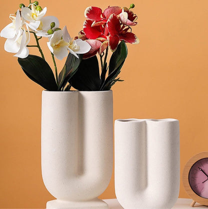 Amara U-Shape White Vase