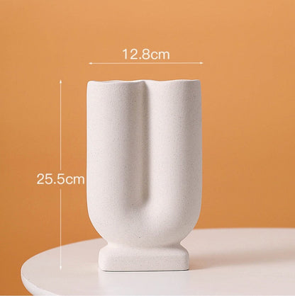 Amara U-Shape White Vase