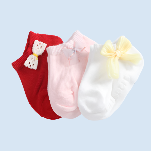 CutieFloral - Breathable Cotton Newborn Socks - 3 Pairs