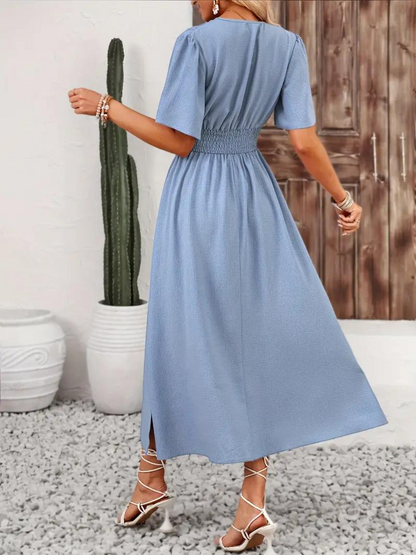 Jona Short Sleeve V-Neck Summer Maxi Dress