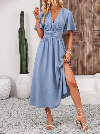 Jona Short Sleeve V-Neck Summer Maxi Dress