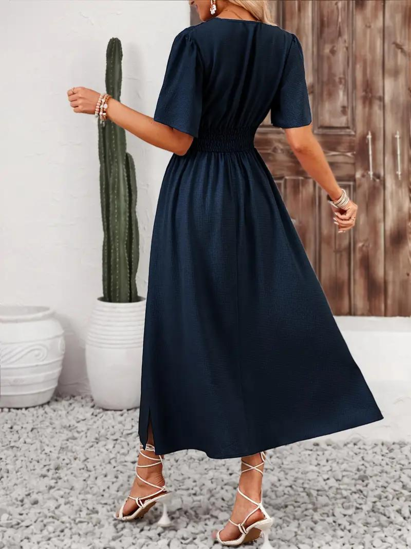 Jona Short Sleeve V-Neck Summer Maxi Dress