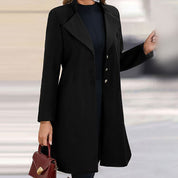 Long Black Wool Coat for Women – Tailored Fit Italian Wool Trench Coat for Winter Elegance 6