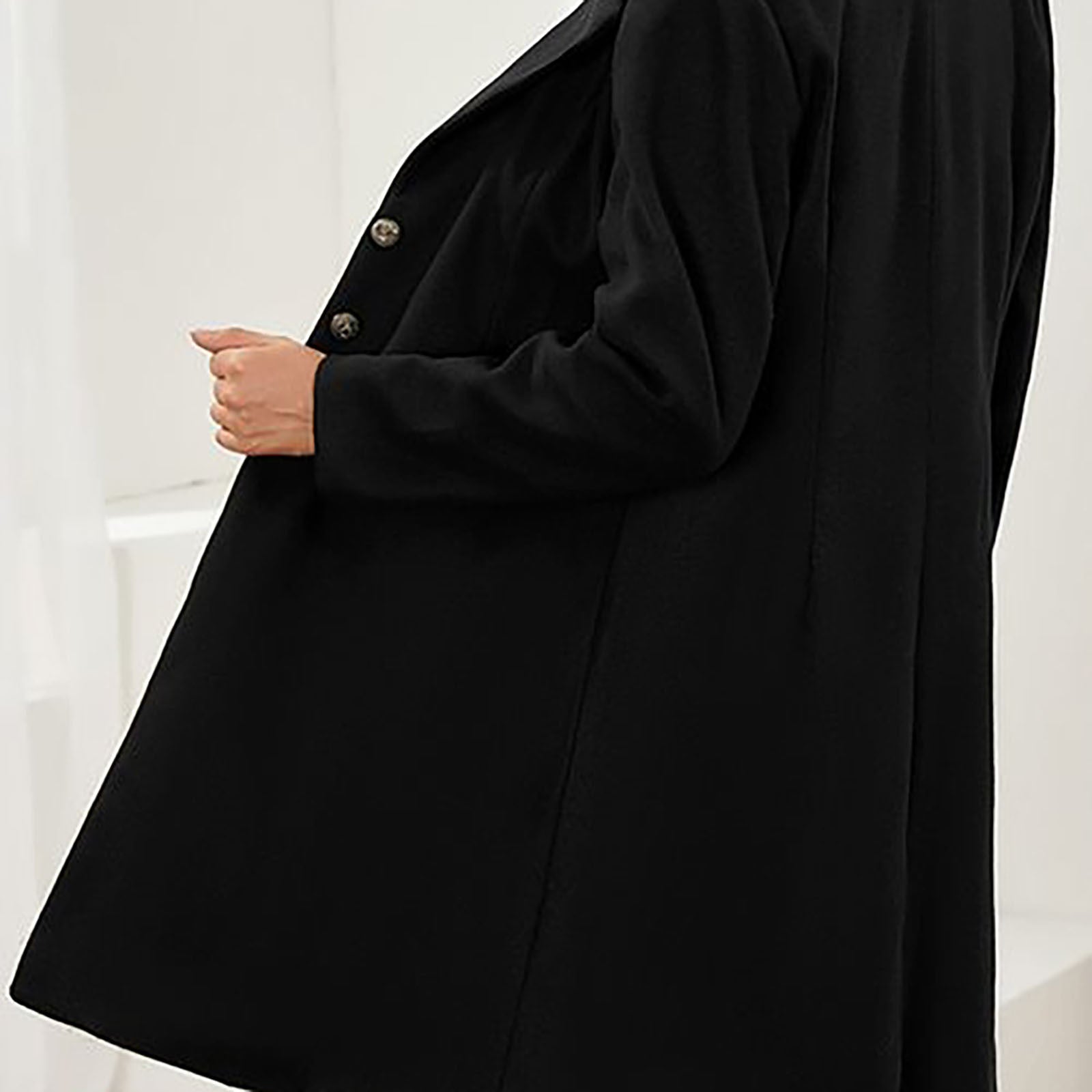 Long Black Wool Coat for Women – Tailored Fit Italian Wool Trench Coat for Winter Elegance 7