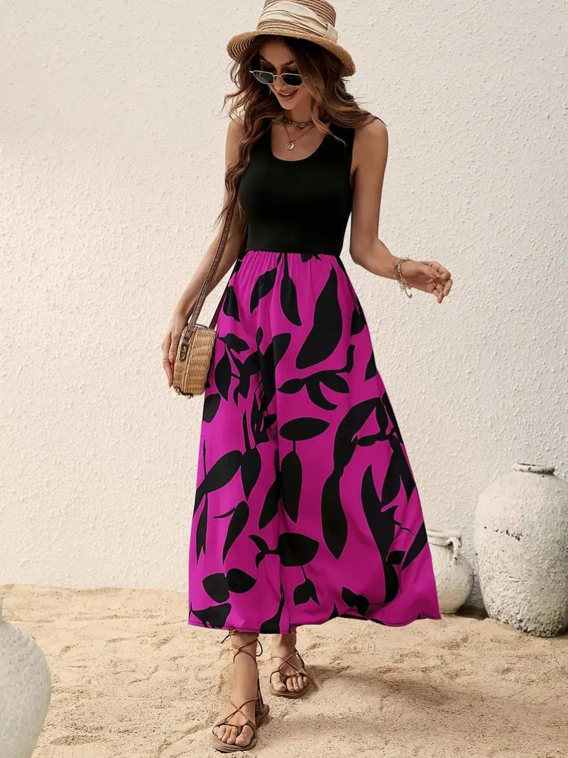 Eliza Sleeveless Crew Neck Maxi Summer Dress