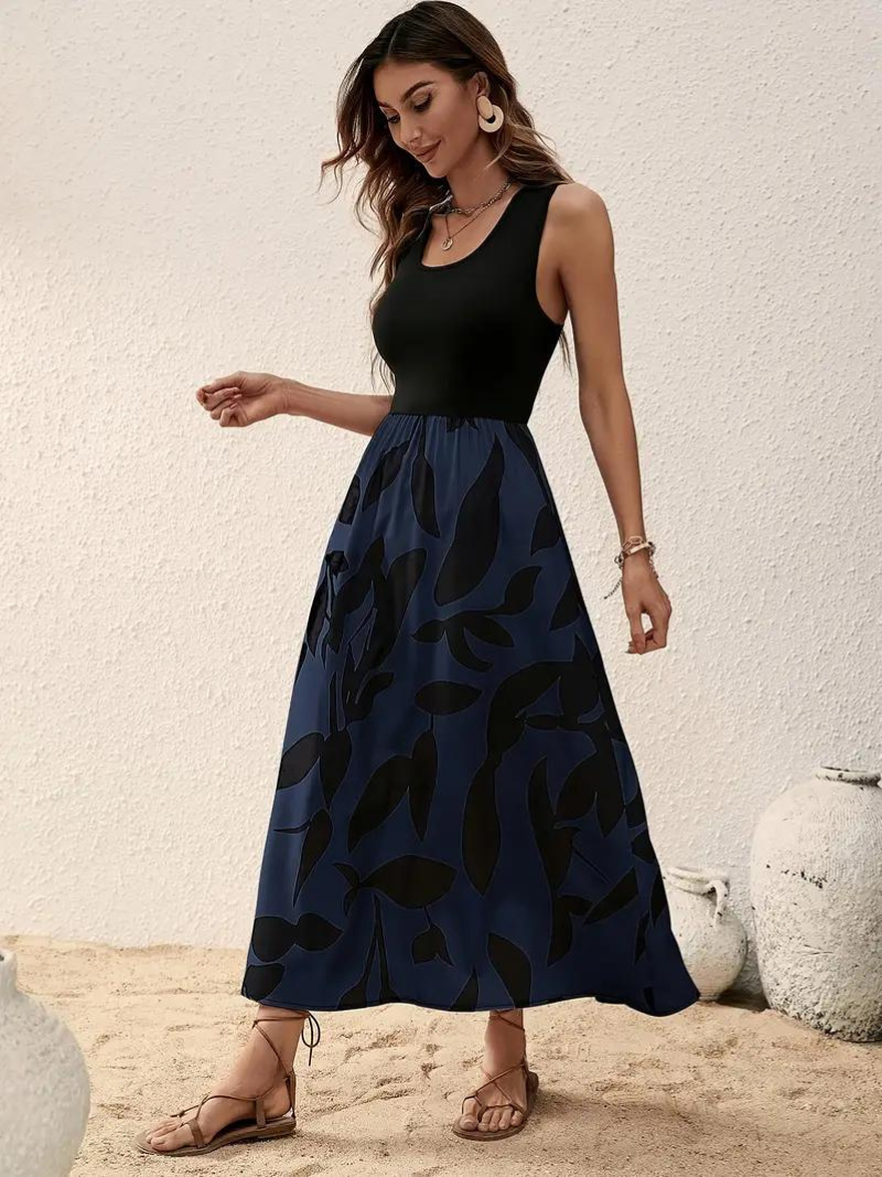 Eliza Sleeveless Crew Neck Maxi Summer Dress