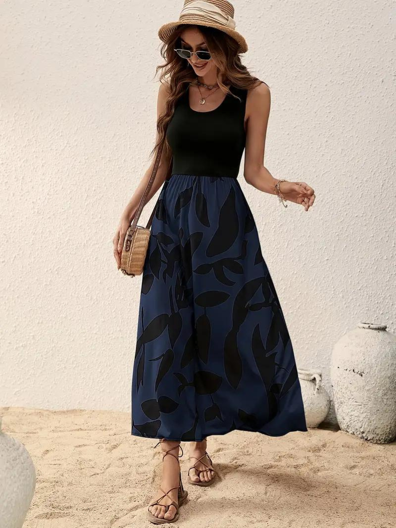 Eliza Sleeveless Crew Neck Maxi Summer Dress