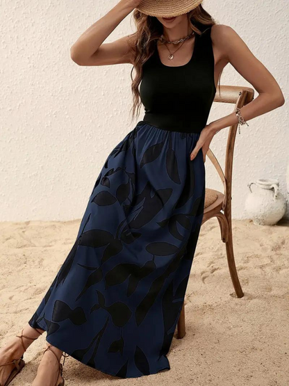 Eliza Sleeveless Crew Neck Maxi Summer Dress