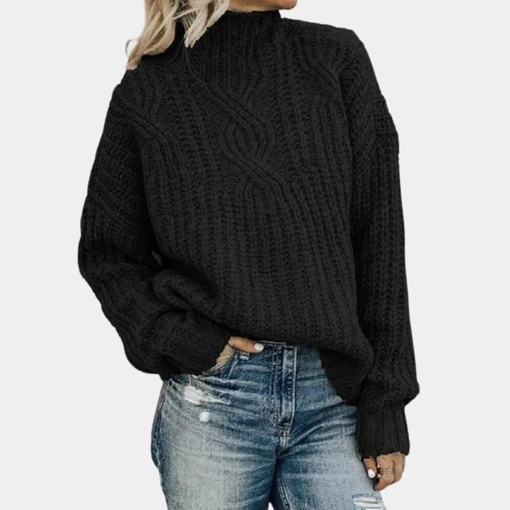 Women's Black Turtleneck Sweater - Soft Knitted Stylish and Comfortable 4