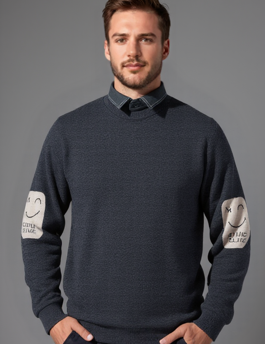 Men’s Autumn Pullover Sweater – Soft Loose-Fit Long Sleeve Jumper-black