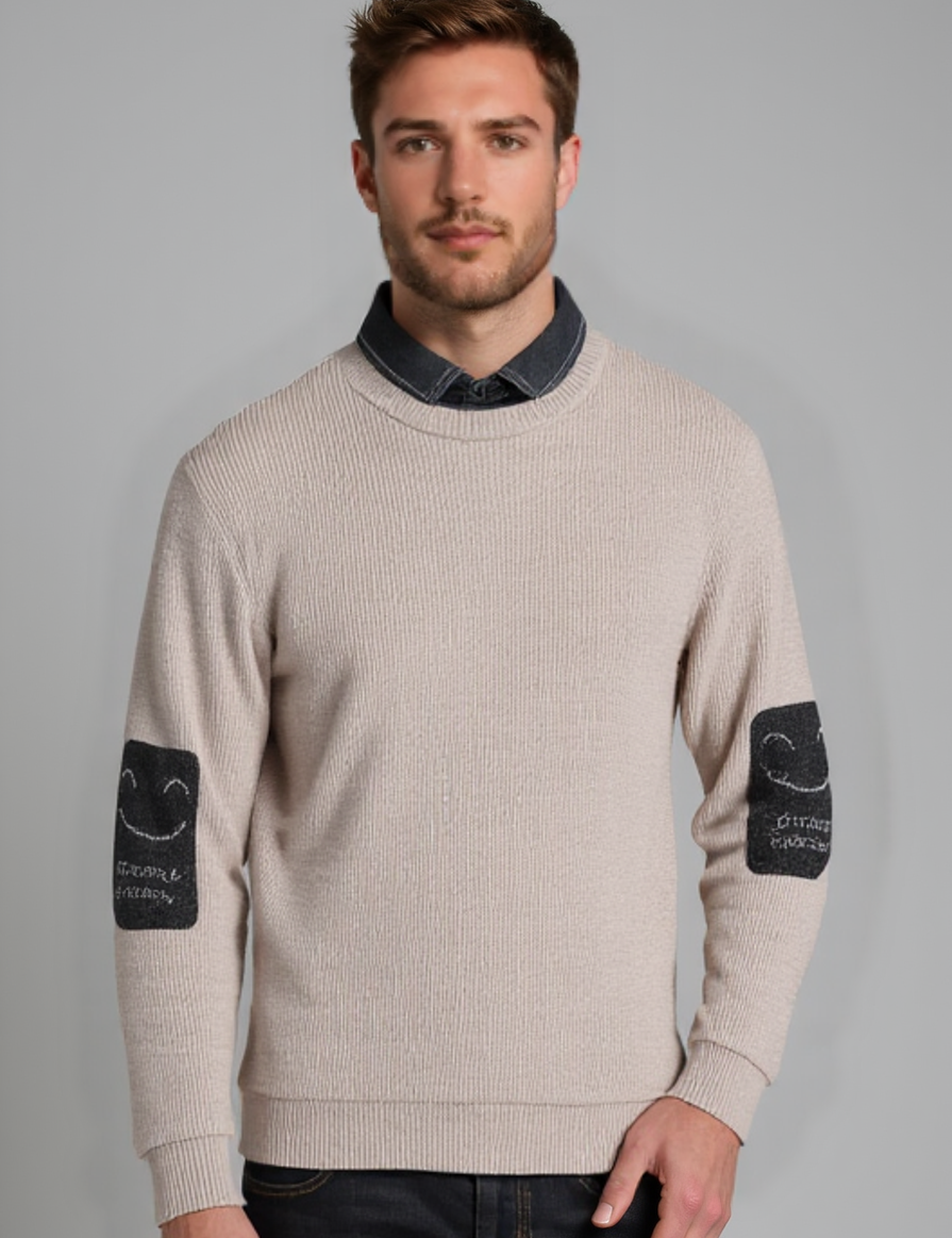 Men’s Autumn Pullover Sweater – Soft Loose-Fit Long Sleeve Jumper-grey