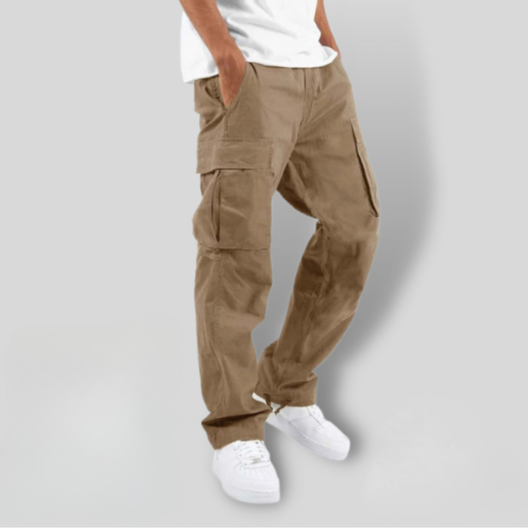 Men's Black Cargo Pants with Multiple Pockets for Casual Outdoor Wear 1
