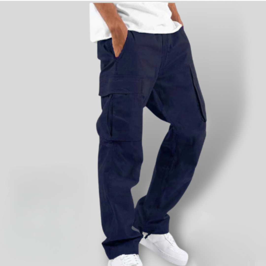 Men's Black Cargo Pants with Multiple Pockets for Casual Outdoor Wear 4