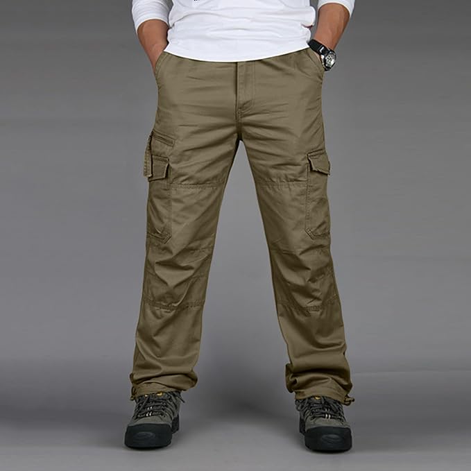 Men's Black Cargo Pants with Multiple Pockets for Casual and Outdoor Wear 1