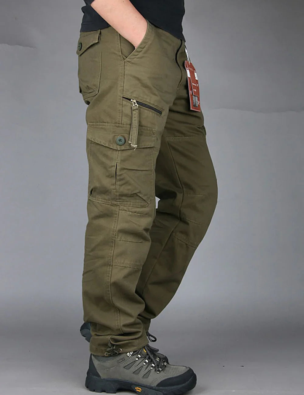 Men's Black Cargo Pants with Multiple Pockets for Casual and Outdoor Wear 6