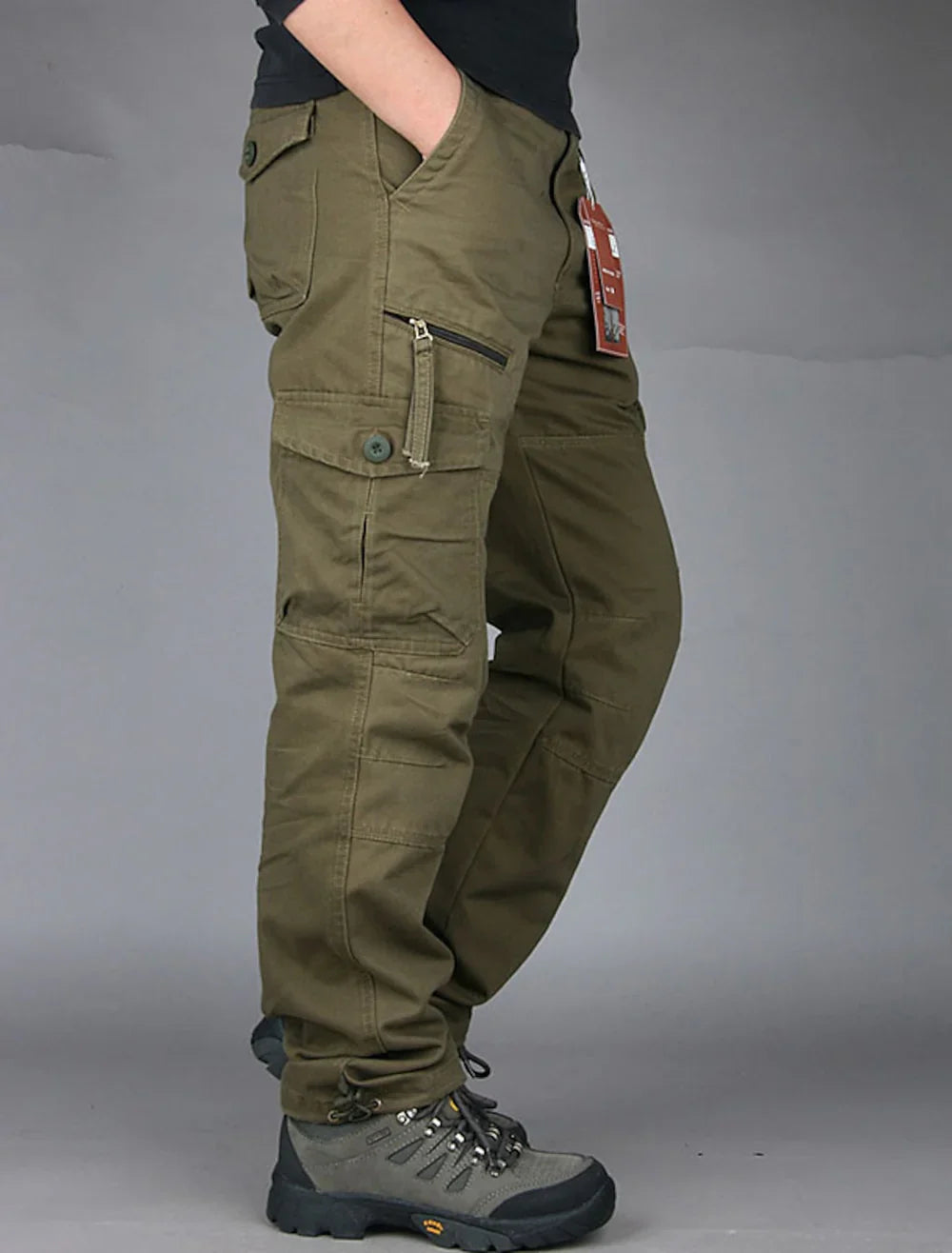 Men's Black Cargo Pants with Multiple Pockets for Casual and Outdoor Wear 6