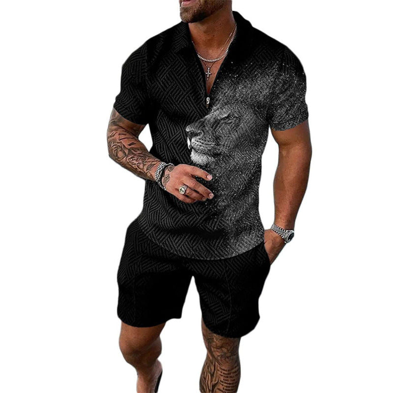 Men's Casual Two-Piece Set - Textured Short-Sleeve Polo & Shorts 6
