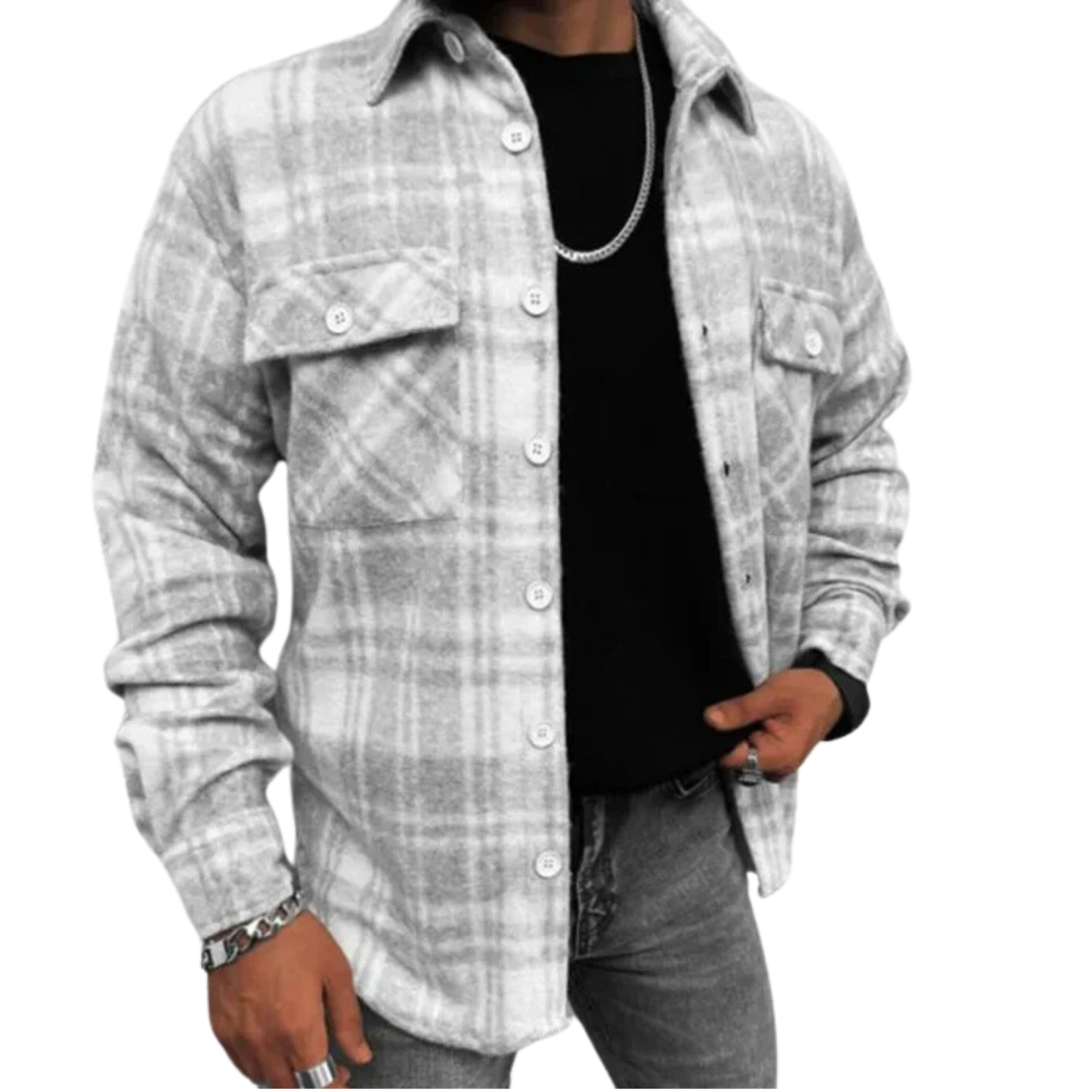 Men's Flannel Shirt - Checkered Long Sleeve Winter Shirt for Casual Wear 0