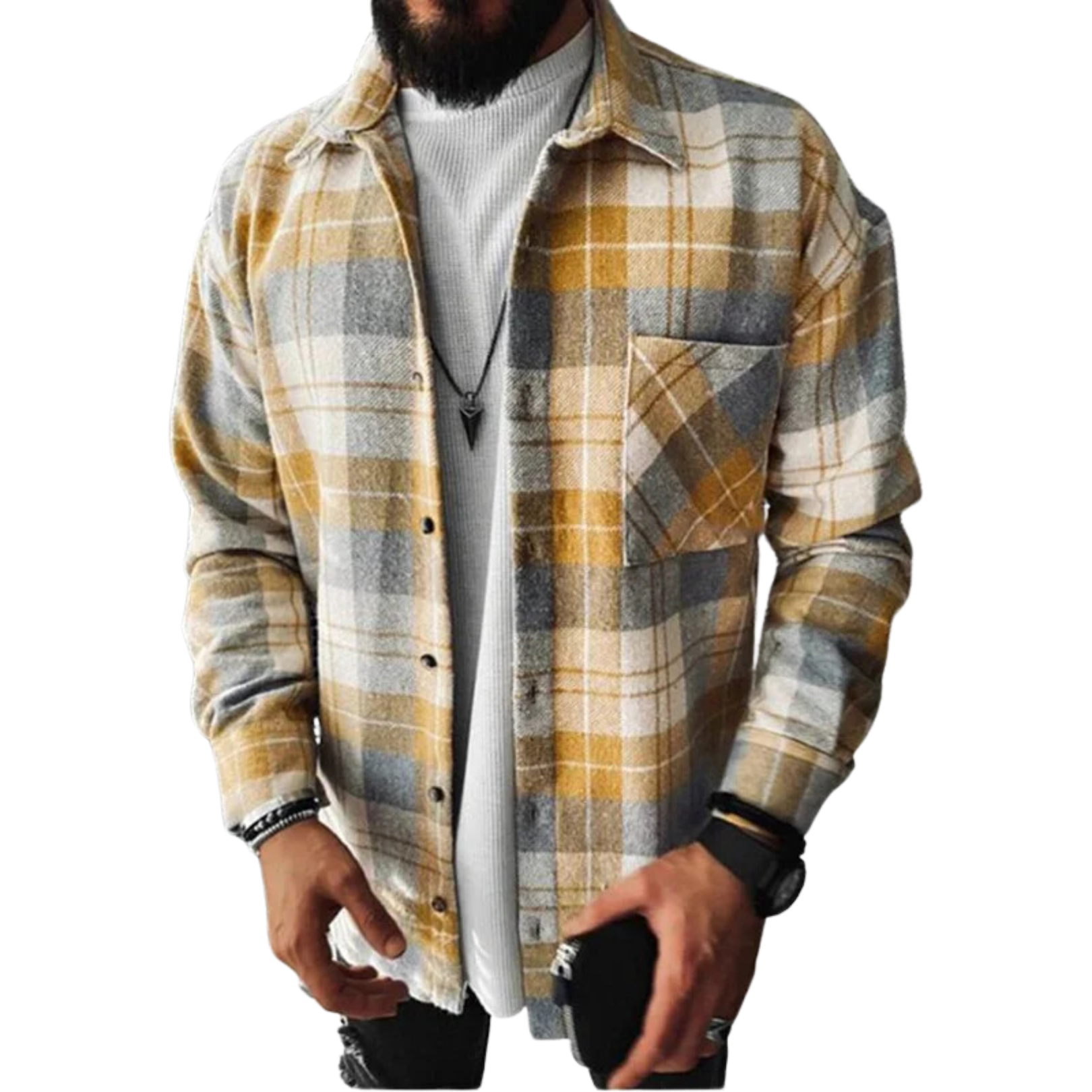 Men's Flannel Shirt - Checkered Long Sleeve Winter Shirt for Casual Wear 1