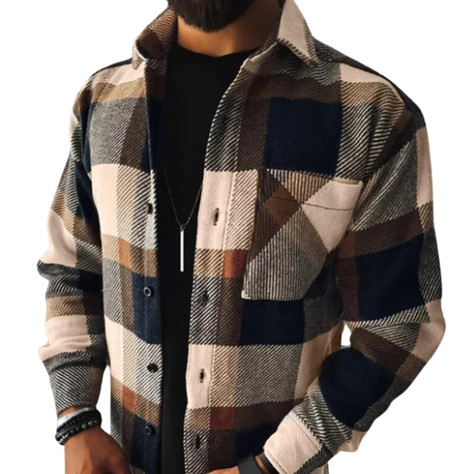 Men's Flannel Shirt - Checkered Long Sleeve Winter Shirt for Casual Wear 3