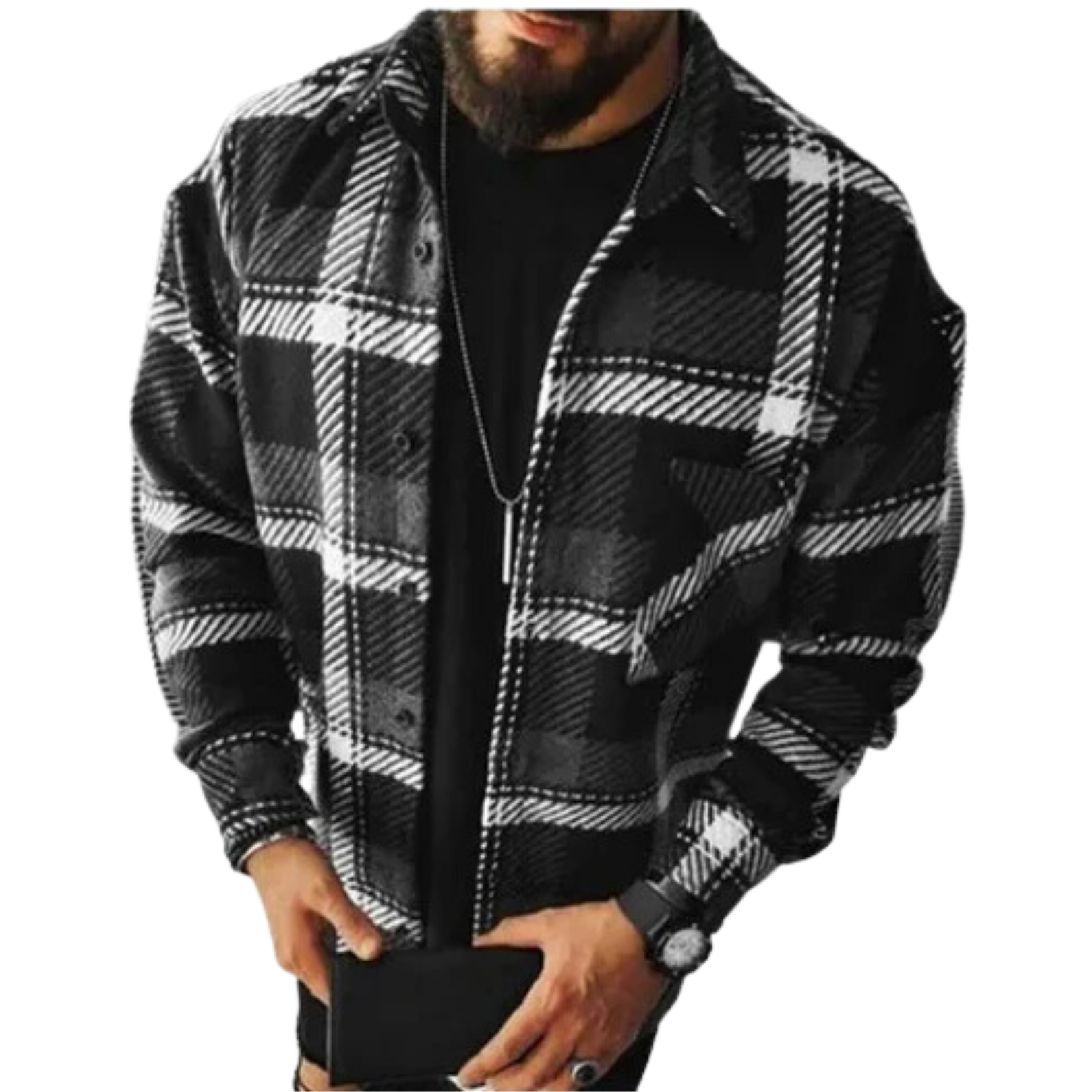 Men's Flannel Shirt - Checkered Long Sleeve Winter Shirt for Casual Wear 5