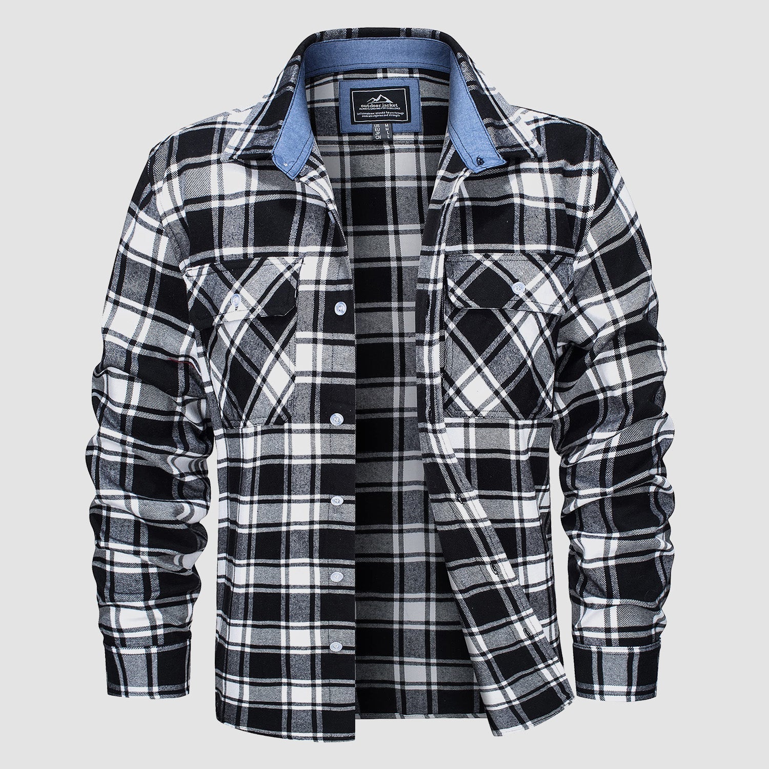 Men's Flannel Shirt - Long Sleeve Cotton Plaid Button-Up Casual Shirt 12