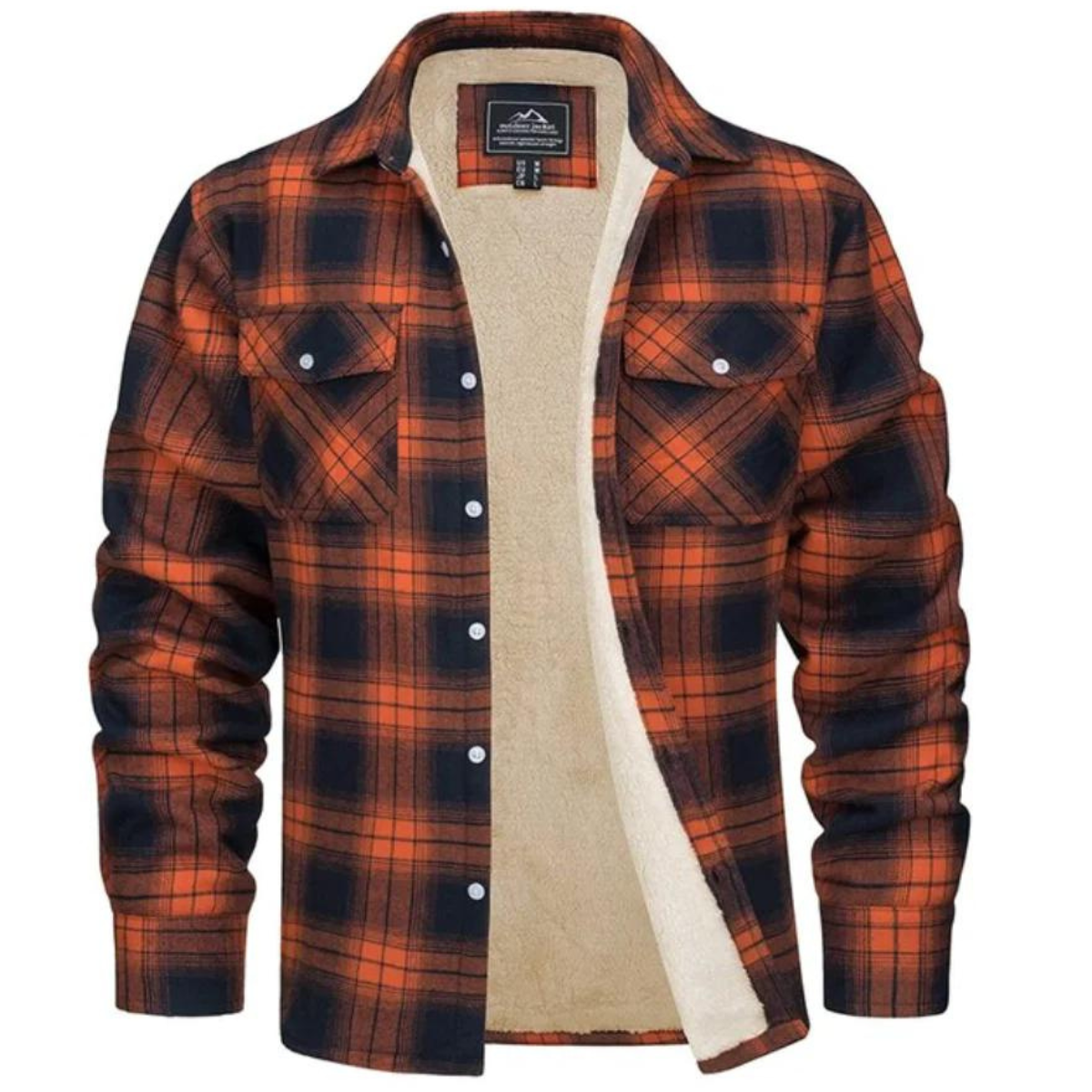 Men's Flannel Shirt Jacket with Sherpa Lining - Classic Plaid Design 0