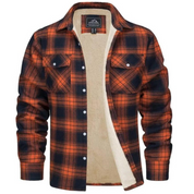Men's Flannel Shirt Jacket with Sherpa Lining - Classic Plaid Design 0