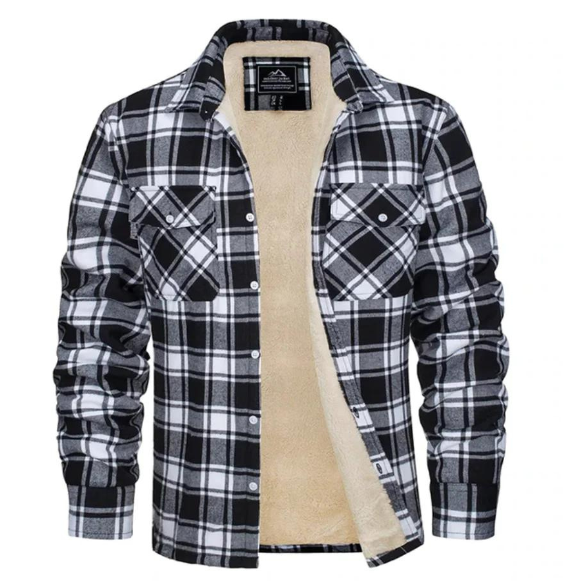Men's Flannel Shirt Jacket with Sherpa Lining - Classic Plaid Design 2