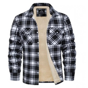 Men's Flannel Shirt Jacket with Sherpa Lining - Classic Plaid Design 2
