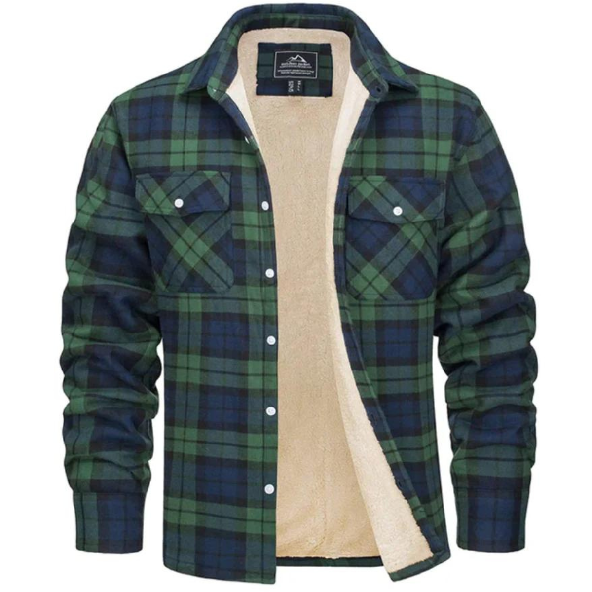 Men's Flannel Shirt Jacket with Sherpa Lining - Classic Plaid Design 5