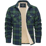 Men's Flannel Shirt Jacket with Sherpa Lining - Classic Plaid Design 5