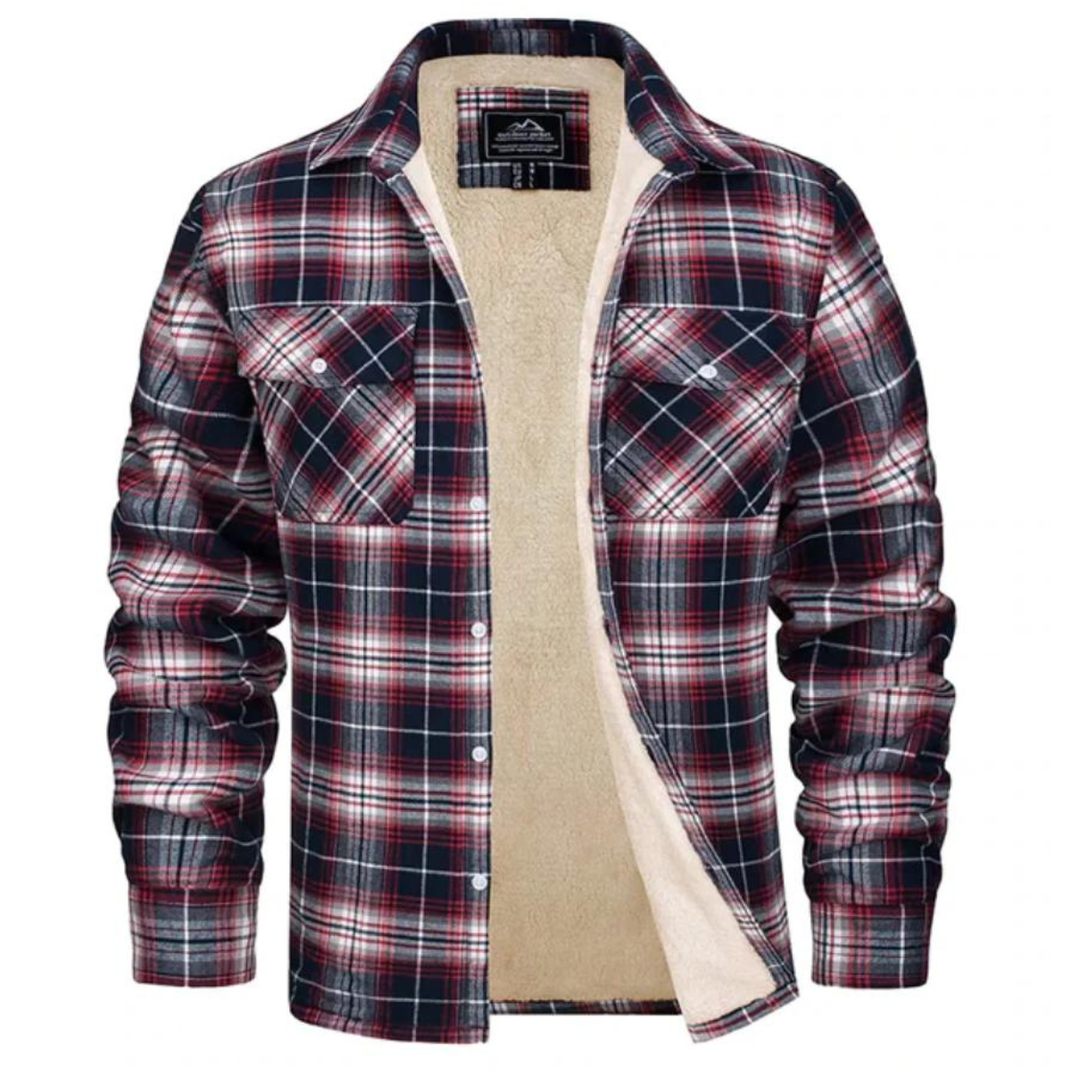 Men's Flannel Shirt Jacket with Sherpa Lining - Classic Plaid Design 6