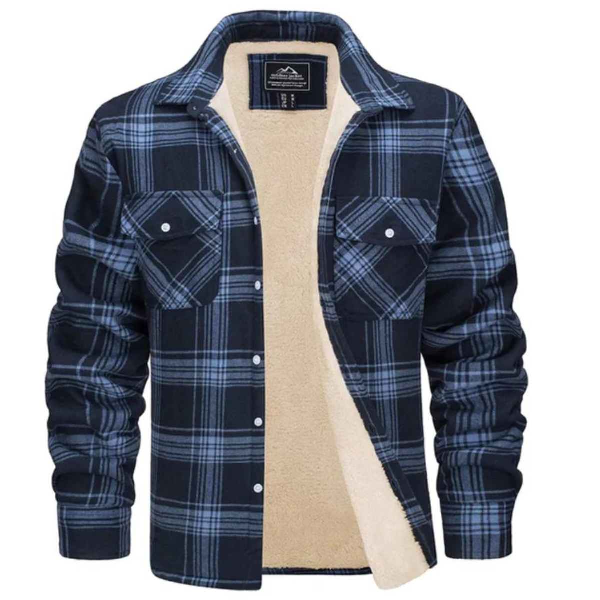 Men's Flannel Shirt Jacket with Sherpa Lining - Classic Plaid Design 7