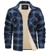 Men's Flannel Shirt Jacket with Sherpa Lining - Classic Plaid Design 7