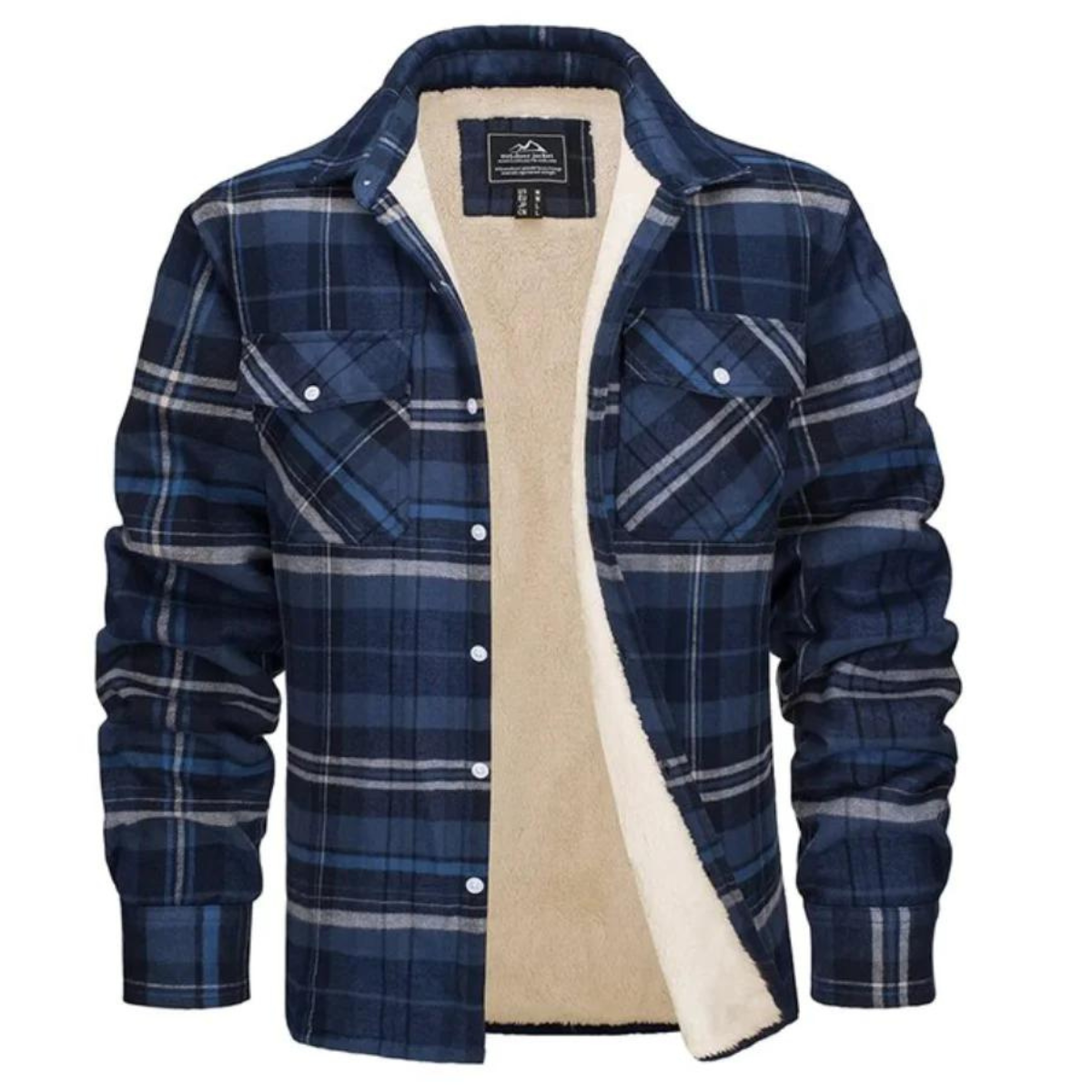 Men's Flannel Shirt Jacket with Sherpa Lining - Classic Plaid Design 8