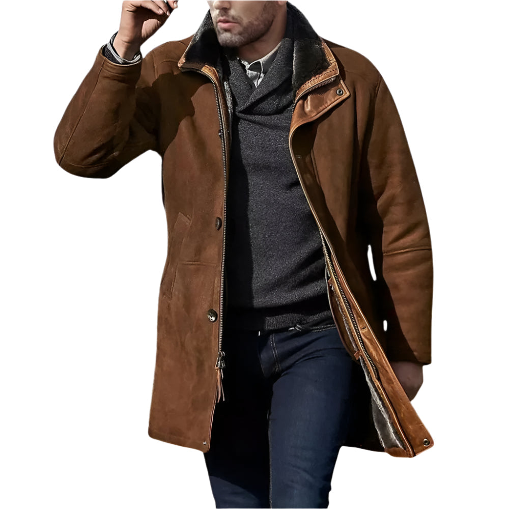 Men's Fleece Lined Vintage Suede Jacket 0