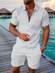 Men's Geometric Zip-Up Short Set 2